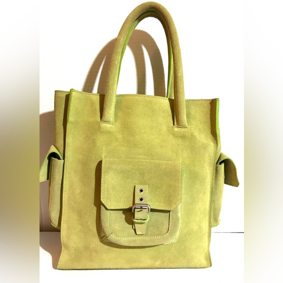 Club monaco Lime Green Suede Tote Bag - Picture 1 of 6